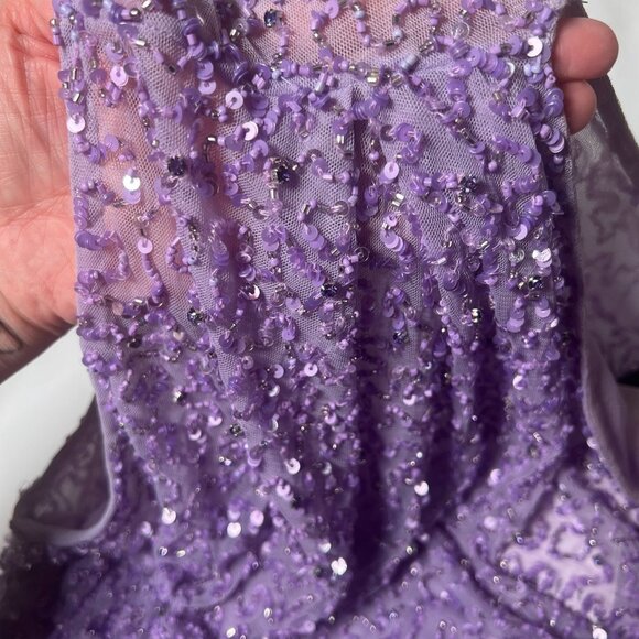 NWT Retrofete Jean Sequin Dress Lavender Purple Beaded Mini Off-Shoulder Medium - Picture 12 of 16